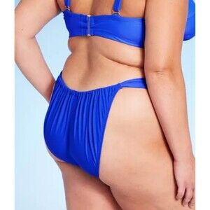 NWT Wild Fable Blue Mid-Rise Cheeky High Leg Bikini Bottom